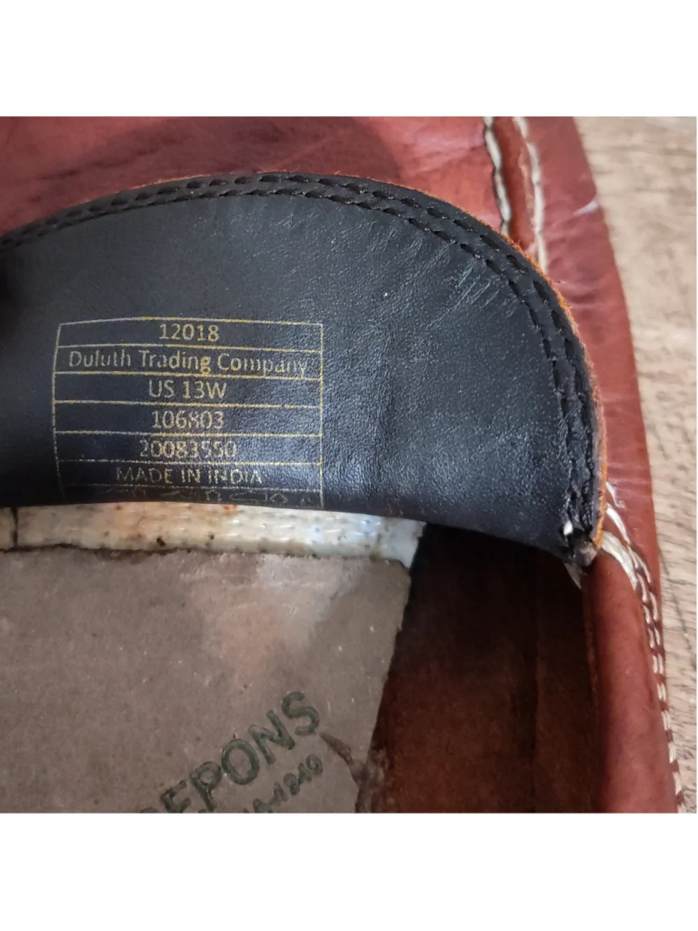 Men's Duluth Trading Company Brown Leather Loafers US 13 with White Stitching